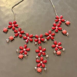 White House Black Market Coral Floral Statement Necklace